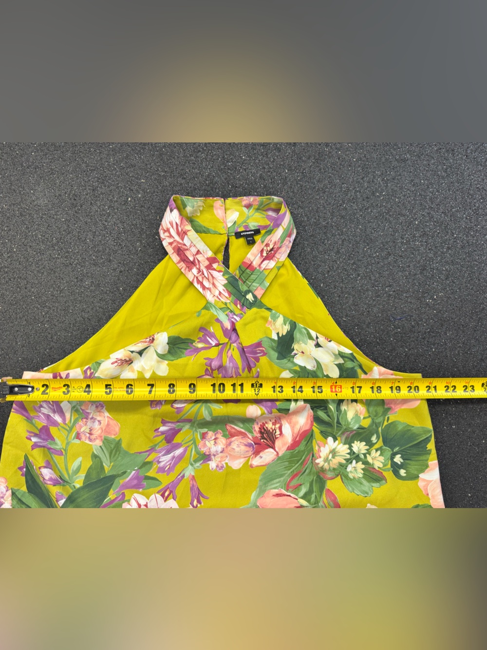 Express Floral Halter Neck Tank Top - Green Pink Floral Floral Lined - Picture 6 of 11